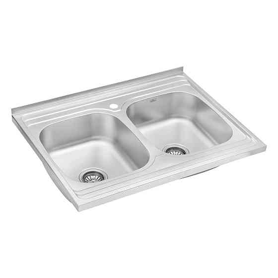 Кухонная мойка накладная на две чаши WEZER 8060 (08) Satin (0.8 мм) Киев