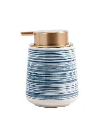 Дозатор керамічний для рідкого мила, миючих засобів Bathlux 400 мл, для ванної та кухні Синій Кам'янець-Подільський