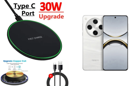 Бездротовий зарядний пристрій Copper до 30W для OPPO Find X8 Pro, USB-C, LED Київ