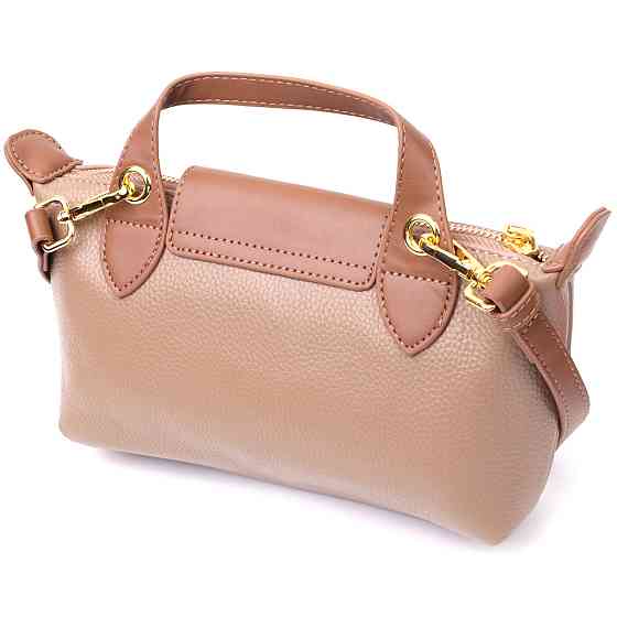 Идеальная женская сумка с интересным клапаном из натуральной кожи Vintage 22251 Бежевая Киев