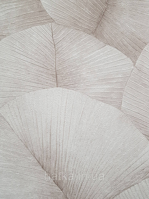 Шпалери вінілові на флізеліні Marburg Kumano 1.06х10 листя кремові бежеві зі сріблястим 3д лофт 34561 Київ - фото 2