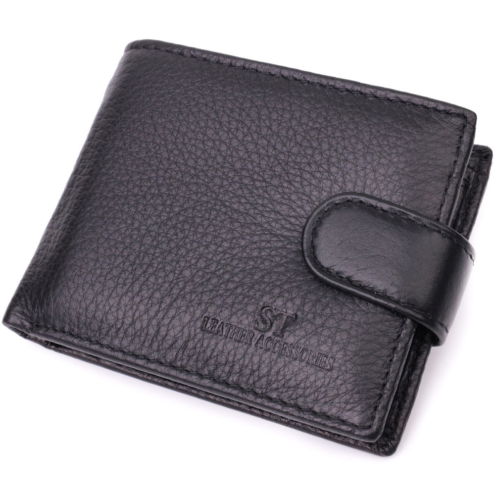 Компактний шкіряний гаманець чорний (ST Leather) Київ - фото 19