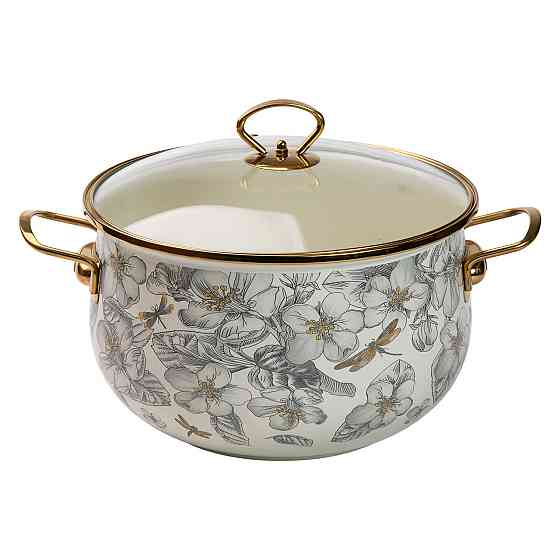 Эмалированная кастрюля объемом 6,5 л для газовых, электрических и индукционных плит HP-2-107 Киев