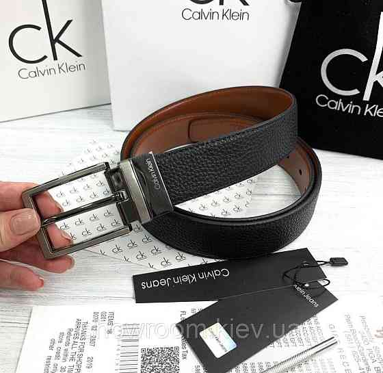 Двосторонній шкіряний ремінь у подарунковій упаковці (454) чорний/світло коричневий Київ