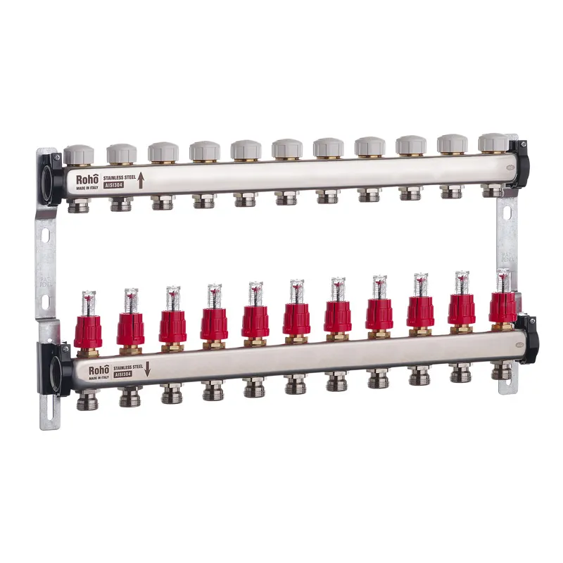 Колектор з витратоміром та термостатичними клапанами Roho R804-11 - 1"х 11 вих. (RO0043) Київ - фото 1