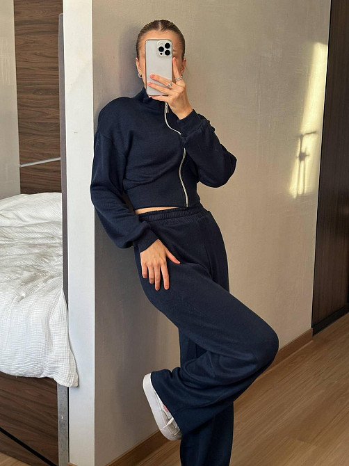 Женский теплый прогулочный костюм из турецкой ангоры Синий, 46/48 Одесса - изображение 8