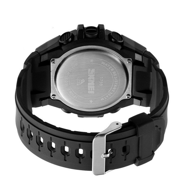 Чоловічий спортивний наручний годинник Skmei 1759 водонепроникні 10 АТМ (Чорні) Вінниця - фото 8