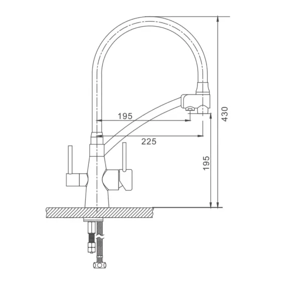 Змішувач для кухні з підключенням до фільтру GAPPO G4398-19 з гнучким виливом, графіт/чорний Київ