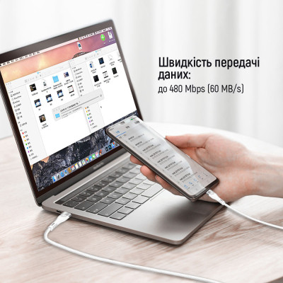 Дата кабель USB-C to USB-C 1.0m (PD Fast Charging 240W) 5А white ColorWay (CW-CBPDCC065-WT) Вінниця - фото 4