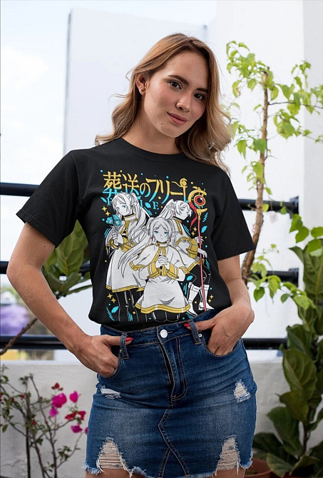 Футболка для мальчика аниме Фриерен Бейонд Джоурнейс Енд оверсайз (рост от 165 до 180 ) Черний AnimeJ0122m Днепр - изображение 1