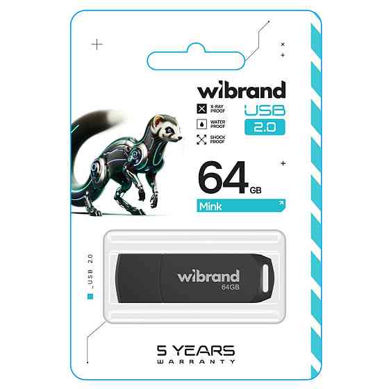 Флешка flash Wibrand USB 2.0 Mink 64Gb Black WI2.0/MI64P4B Одесса