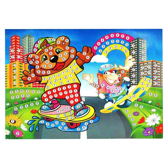 Дитяча мозаїка за номерами "Скейтери" 13-127-7 різнокольорові камінчики Вінниця
