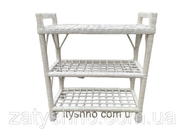 Этажерка для обуви, белая, плетеная на 3 полки Киев - изображение 1