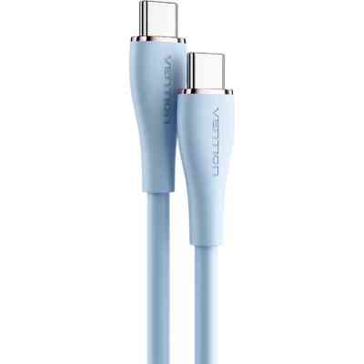 Дата кабель USB-C to USB-C 1.0m USB2.0 100W (20V/5A) Light Blue Silicone Vention (TAWSF) Винница