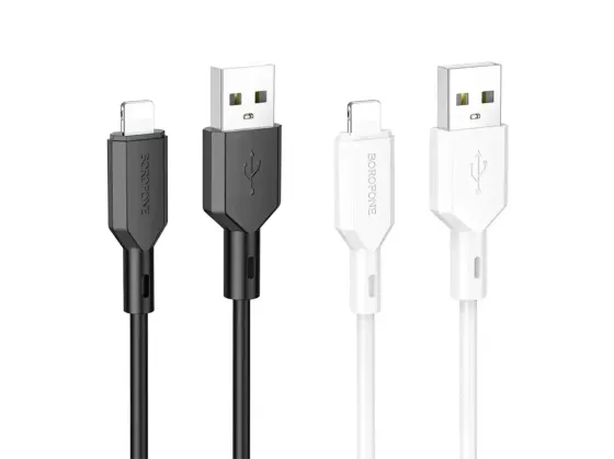 Кабель USB - Lightning Borofone BX70 1м 2.4А швидка зарядка для iPhone iPad шнур із захисним чіпом білий Одеса