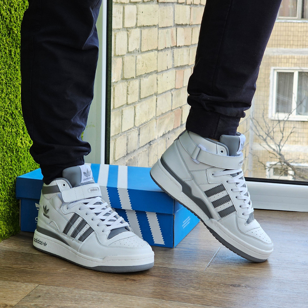 Високі Білі Кросівки Adidas Forum Шкіряні Чоловічі Черевики Адідас Форум (розміри: 41,42,43,45,46) Дніпро - фото 10