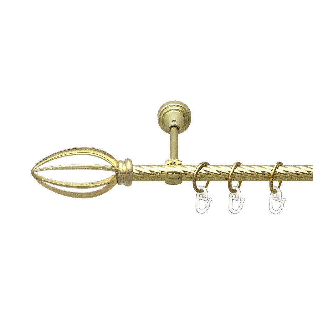 Карниз Orvit Пантеон металевий однорядний відкритий скручена труба кільце металеве Золото 16 мм 240 см Львов - изображение 1