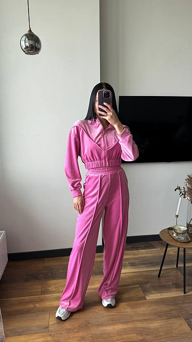 Женский плюшевый костюм тройка: кофта топ и штаны велюр Барби, 42/44 Одесса - изображение 2