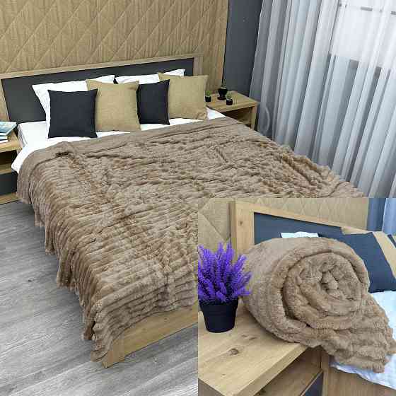 Плед-покривало смужка Шарпей 210х220 см (+-10см) Капучино (87-203) Київ