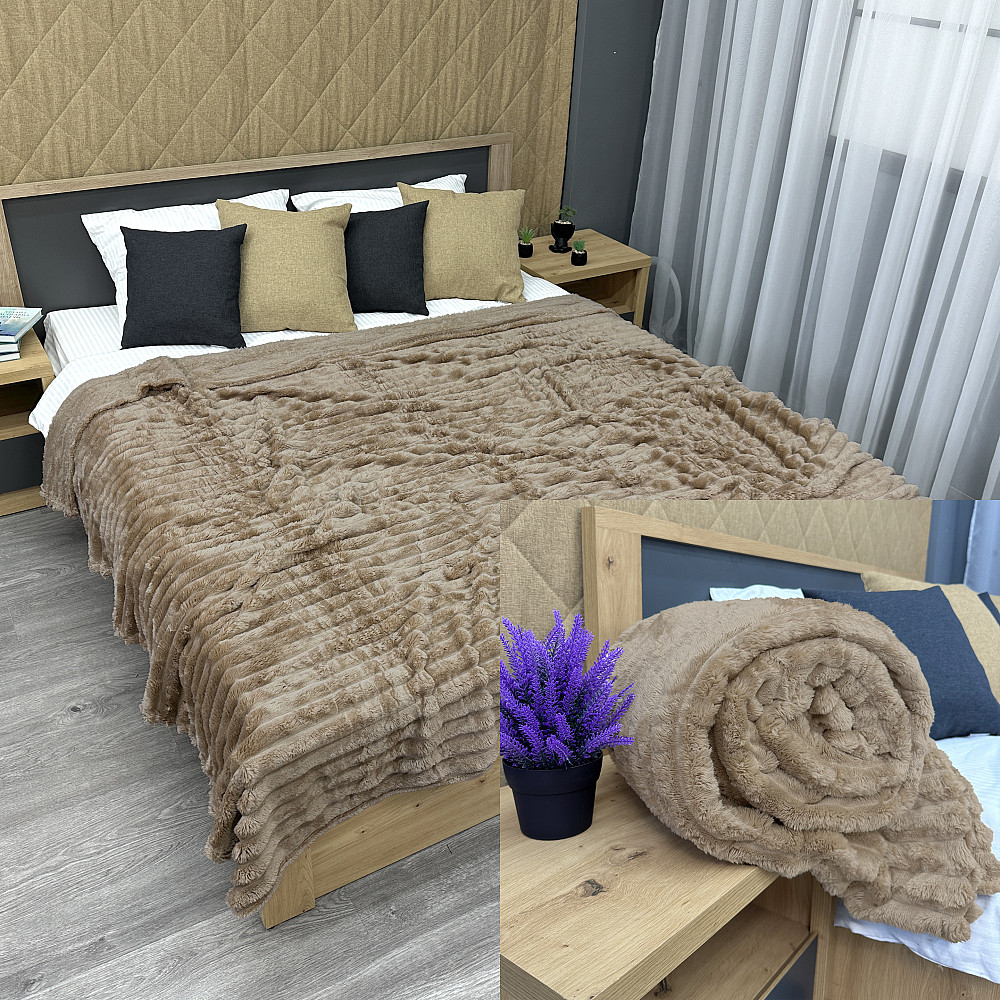 Плед-покривало смужка Шарпей 210х220 см (+-10см) Капучино (87-203) Київ - фото 1