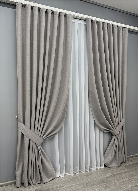 Комплект готових штор VR-Textil Блекаут двосторонній ASHEN NIGHT № 1848ш Кавово-сірий 200х290 см 2 шт (32-218) Київ - фото 3