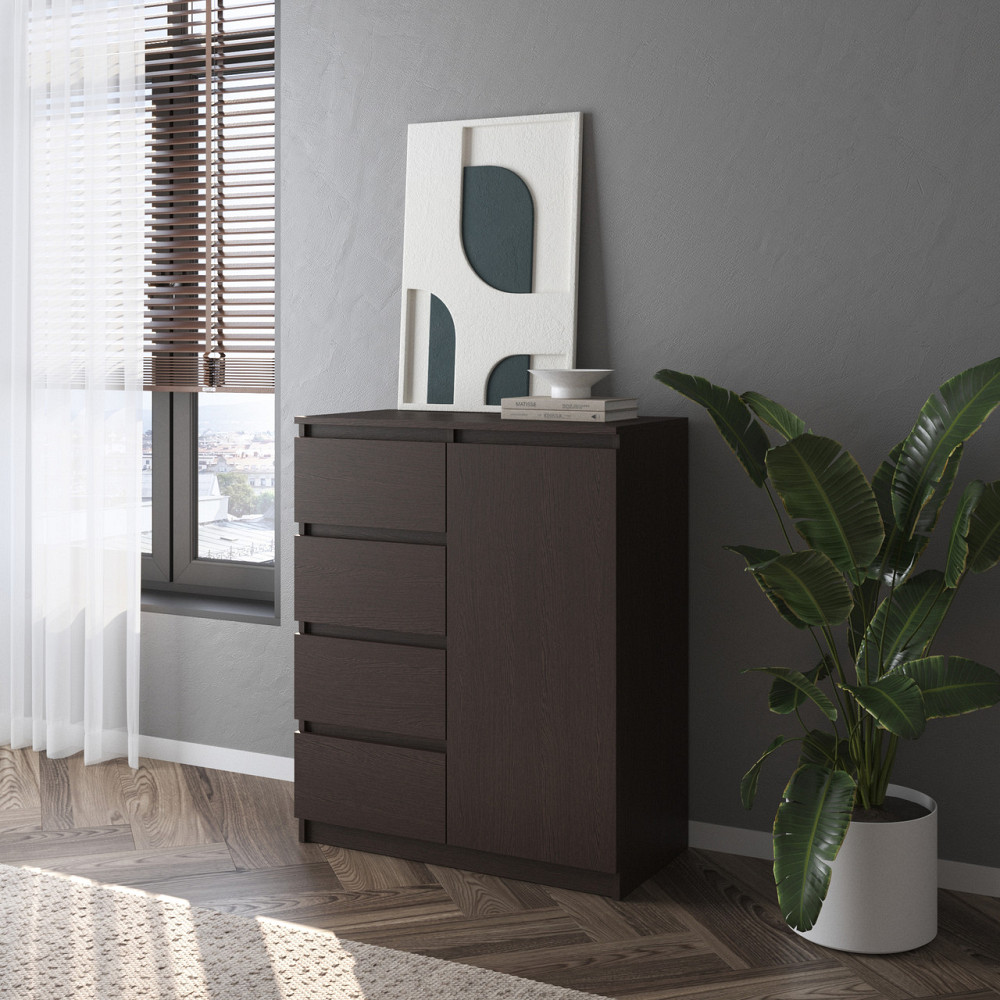 Комод VAYS, сучасний, з полицями, 4 шухляди, без ручок R-32 Венге Темний Львів - фото 1