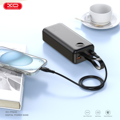 Батарея универсальная XO 30000mAh, PD/20W, QC/22.5W, with light, black (PR240_Black) Винница - изображение 8