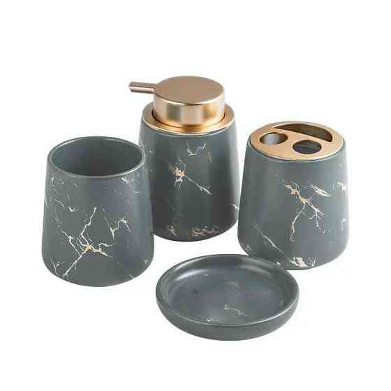 Керамічний набір аксесуарів в ванну кімнату із 4 предметів Bathlux, дизайнерський Сірий Кам'янець-Подільський