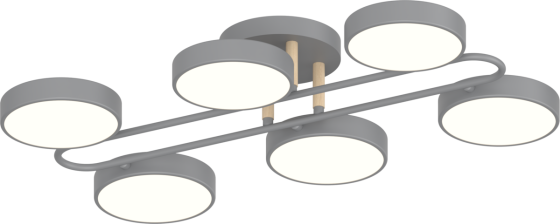 Люстра стельова світлодіодна для спальні та вітальні VALESO XI3322-6 сучасна дерево сіра 108W XI3322-6 Коломыя