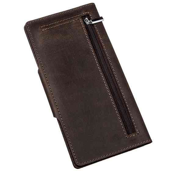 Бумажник вертикальный из винтажной кожи на кнопках SHVIGEL 16180 Коричневый Киев