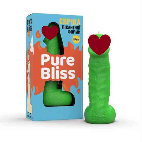 Свічка пікантної форми Pure Bliss MINI Green зелена, 15 см Sex Aura Київ