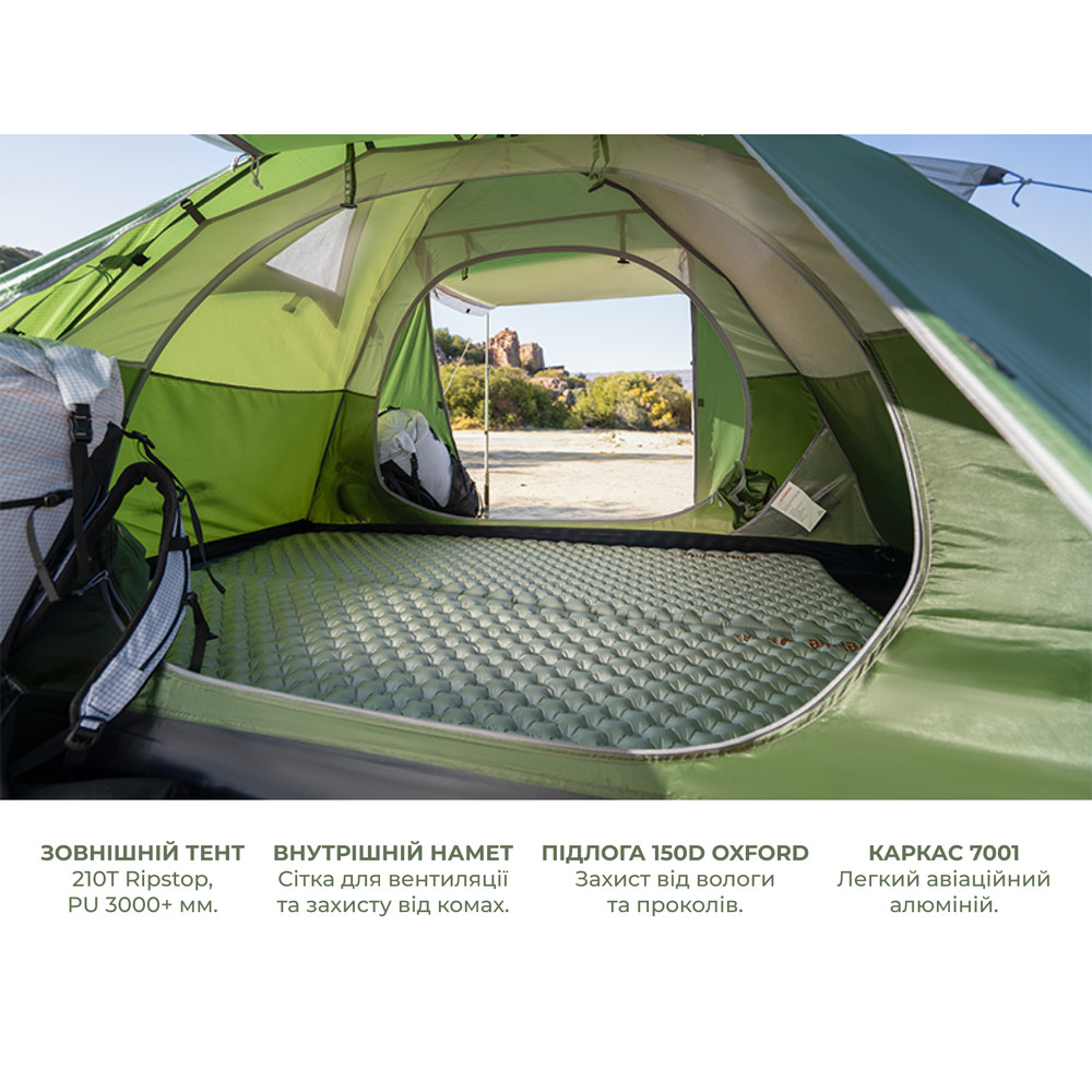 Намет двомісний Naturehike Bleik Series Tent CNK2550WS038, зелений Киев - изображение 10