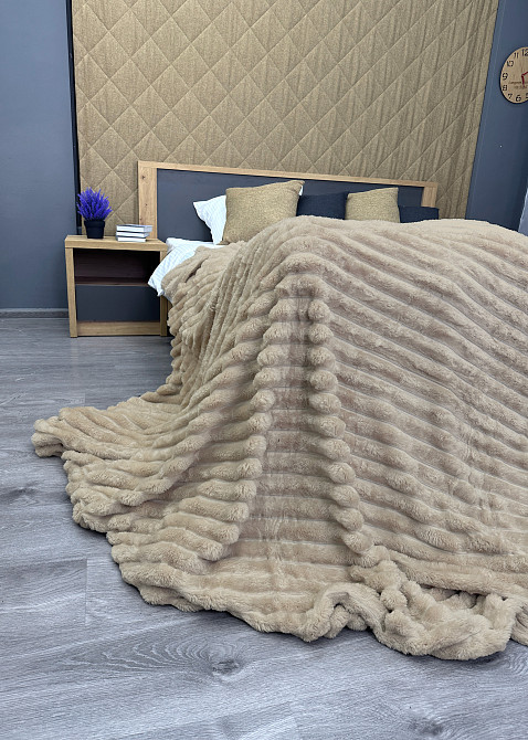 Плед-покривало смужка VIP Шарпей 200х230 см (+-10см) Бежевий (87-148) Київ - фото 7