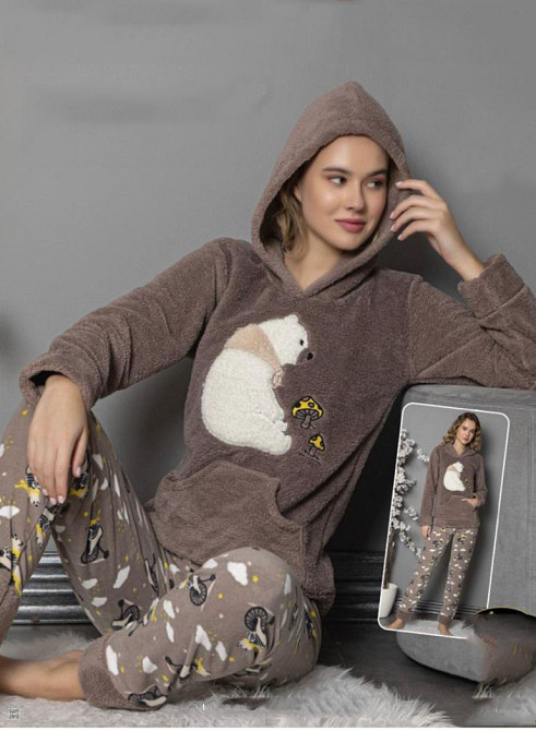 Піжама флісова жіноча Коричневий 2XL Харків - фото 1