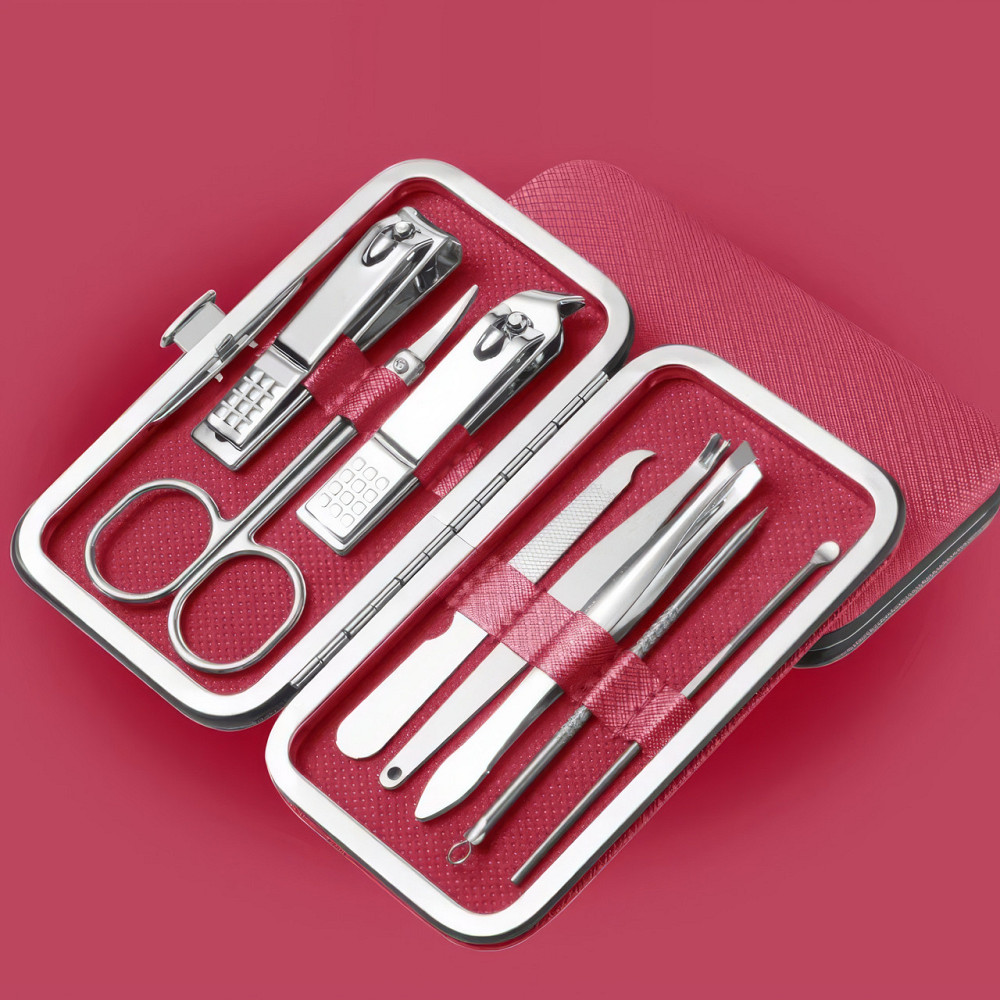 Набір інструментів для манікюру і педикюру в кейсі, пінцет, пилочка, ножиці в наборі 8 шт, колір червоний Кам'янець-Подільський - фото 1