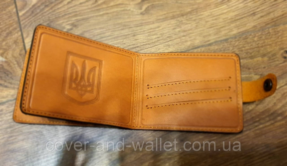 Шкіряна обкладинка портмоне на кнопці Інвалід війни P-Leather Київ - фото 2