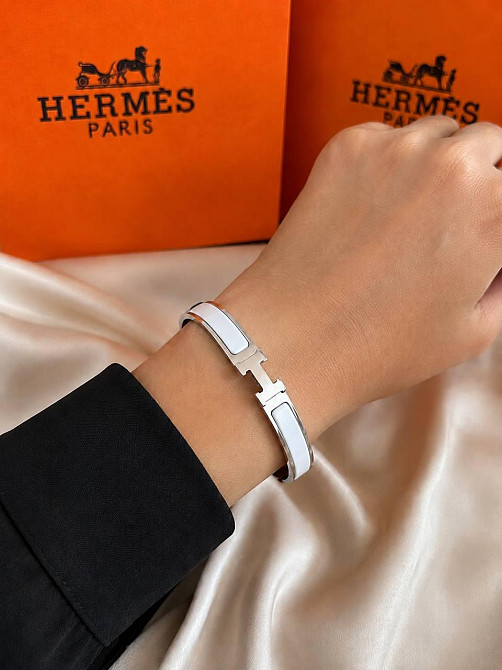 Браслет Hermes жёсткий | белая эмаль | напыление серебро 925  |  напыление серебро 925 Одесса - изображение 12