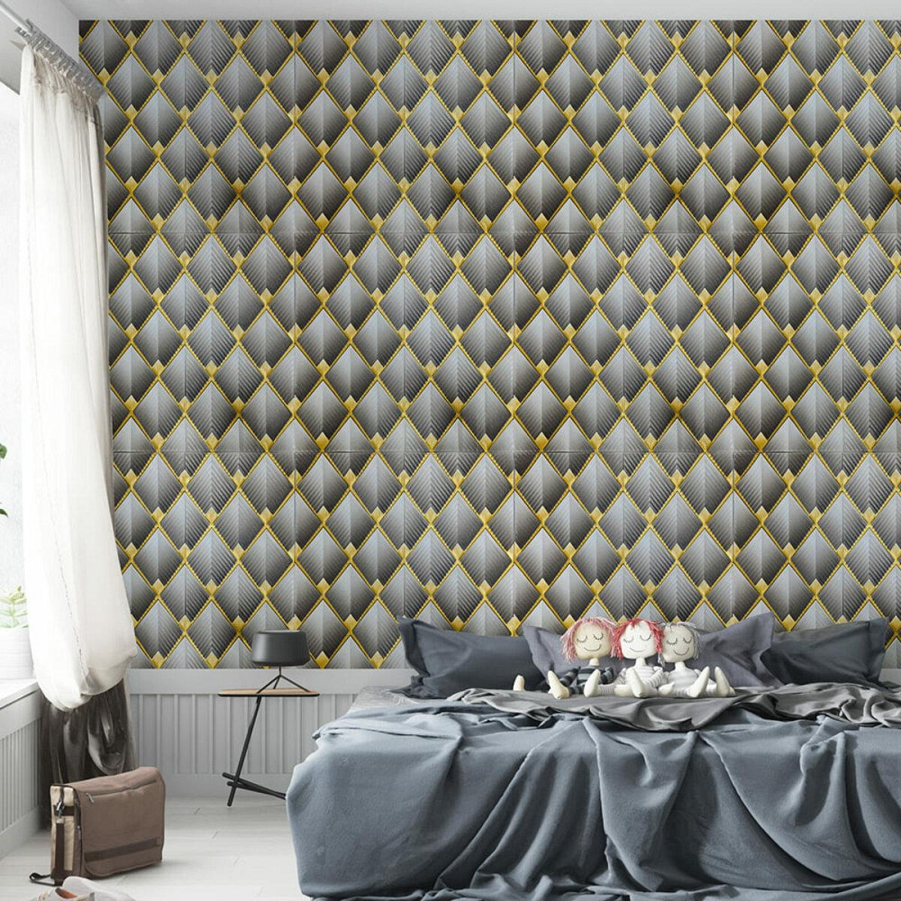 Серая 3D стенная панель Ромб Киев - изображение 5