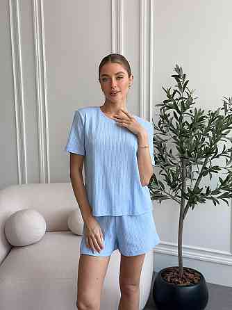 Піжама футболка шорти жіноча L/XL трикотаж бавовняна блакитна COSY Morning Sky Одеса