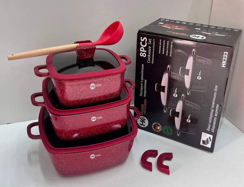 НК-323 Каструлі Набір квадратних із силіконовими кришками (4) Одеса - фото 5