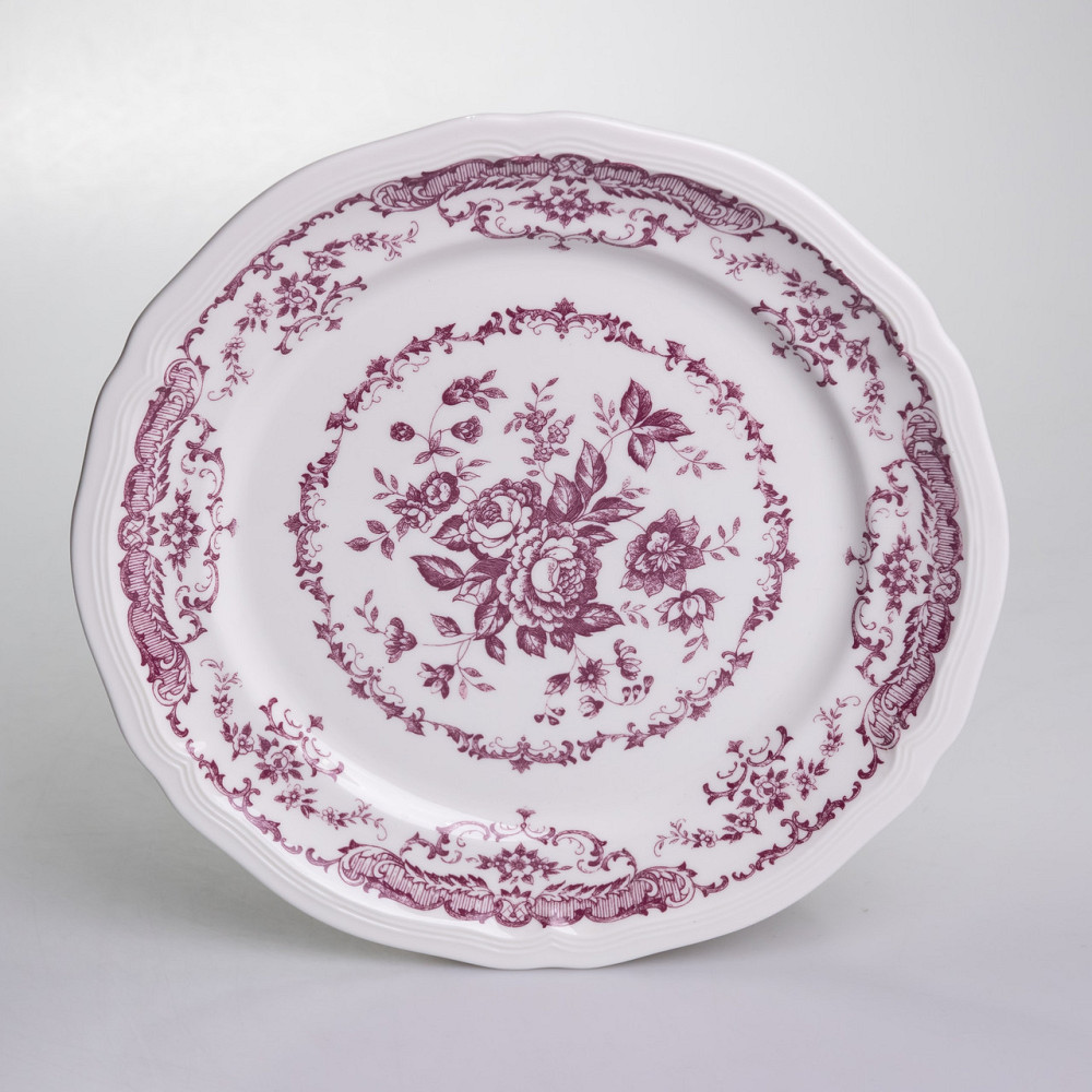 Столовий набір посуду тарілок і чашок 32 предмети на 6 персон «Бордовий Меандр» порцеляновий YY78-3A Коломыя - изображение 7