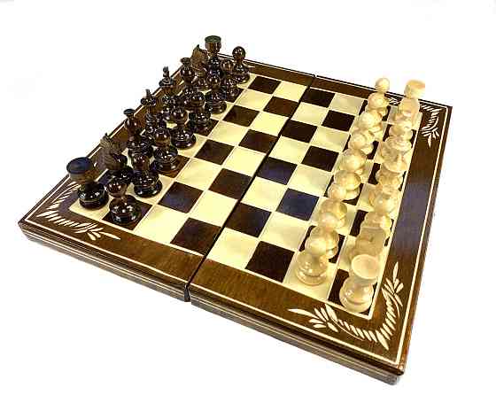 Шахматы, шашки, нарды, шахматная доска для игор 3 в 1 из натурального дерева размер 32х32 см (M) Каменец-Подольский