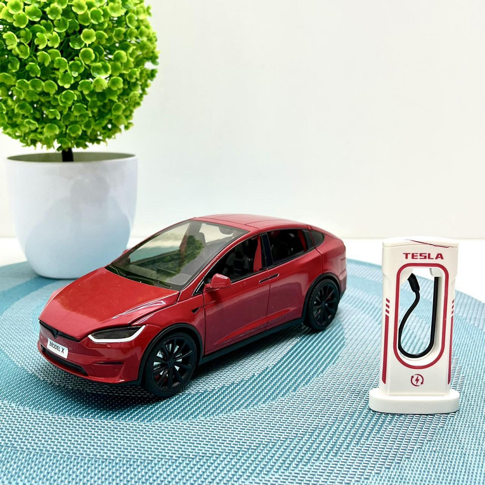 Машина Автосвіт Tesla Model X інерційна відчиняються двері капот багажник 17см Червона (AP-2004) Чернигов - изображение 1