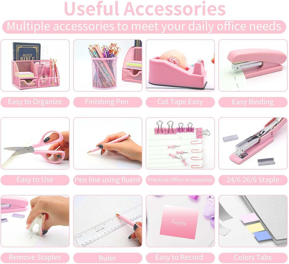 Рожеві органайзери та аксесуари для робочого столу 12 предметів Луцк - изображение 3