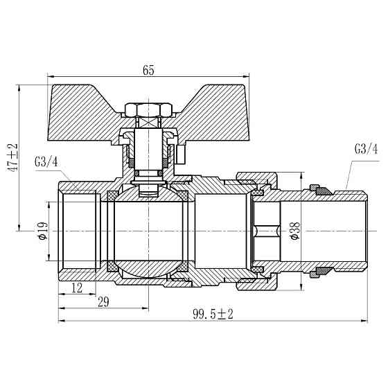 Кран кульовий "Американка" Thermo Alliance Forte 3/4" з антипротічкою прямий SF222W20 Київ