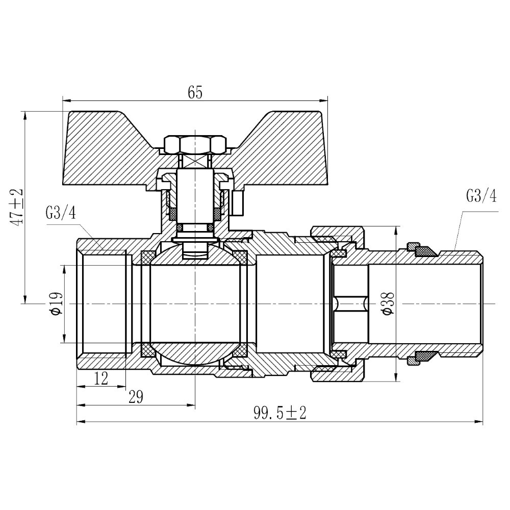 Кран кульовий "Американка" Thermo Alliance Forte 3/4" з антипротічкою прямий SF222W20 Київ - фото 2