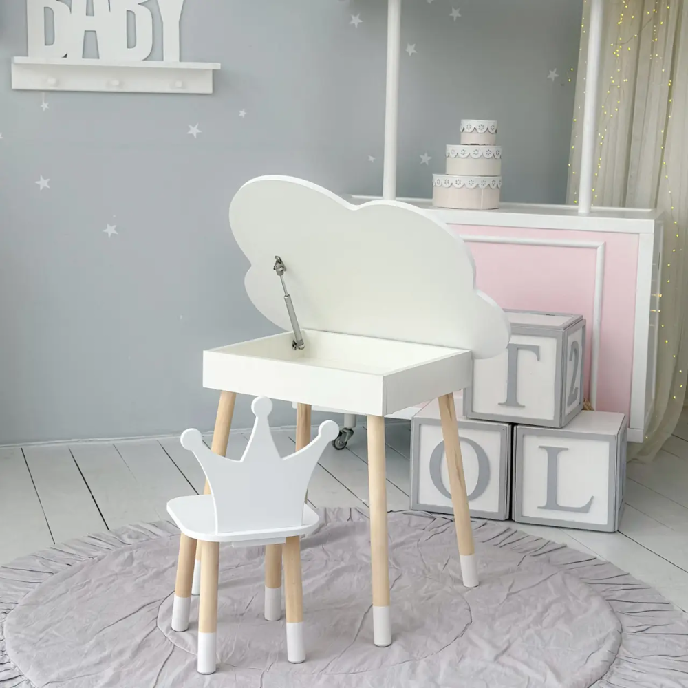 Дитячий столик Хмара з нішою та стільчиком Корона (Білий) Київ - фото 5