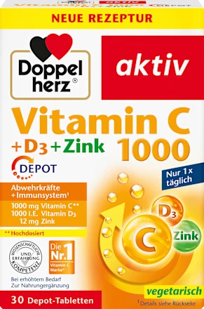 Doppelherz Vitamin C 1000 + D3 + Zink Depot Tabletten 30 St витамин С Київ - фото 1