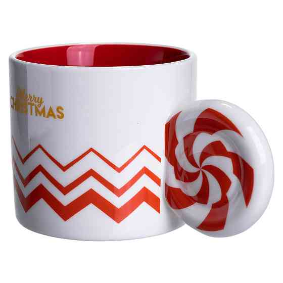 Yiwu Чашка порцелянова новорічна Merry Christmas 350 (мл) Біла з червоним Yiwu FM-CS-51WR Коломия