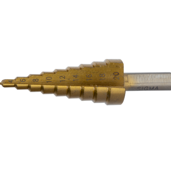 Сверло по металлу d4-12мм HSS-TIN титан степенейшая спиральная канавка шаг 2мм SIGMA Житомир - изображение 4